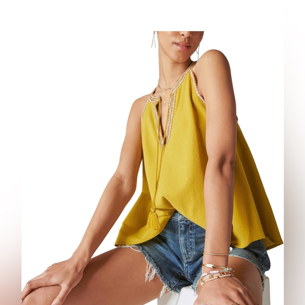 NWT Lucky Brand Women's Embroidered Peasant Swing Tank, Size XS